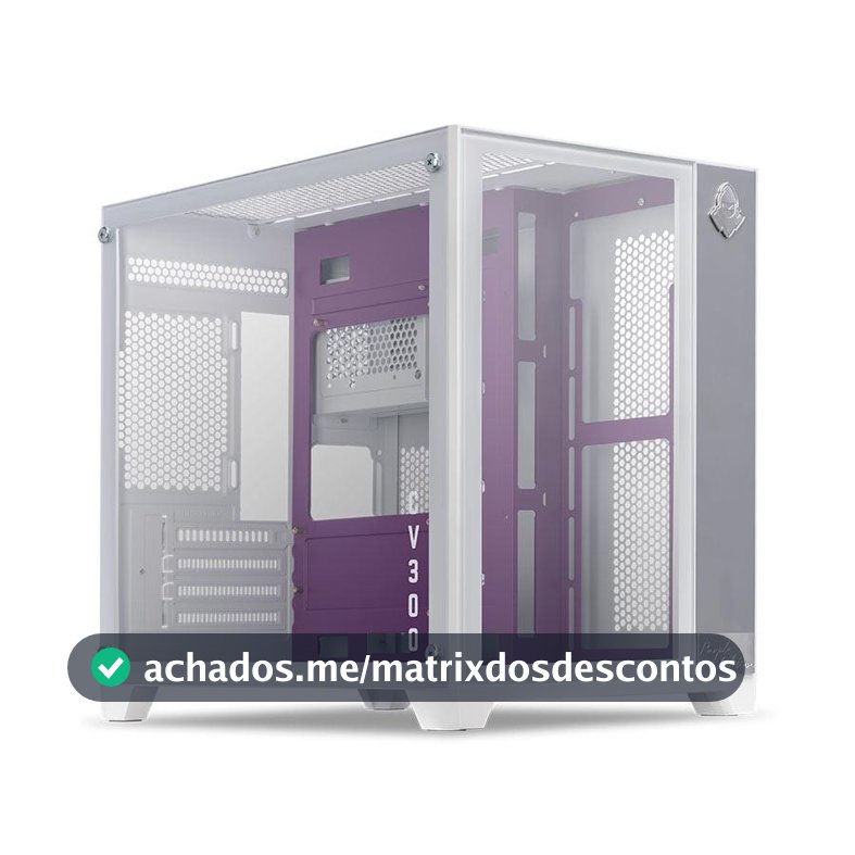 Gabinete Gamer Mancer CV300 Purple Edition, Mid-Tower, Lateral de Vidro,Branco e Roxo,MCR-CV300-PEWH