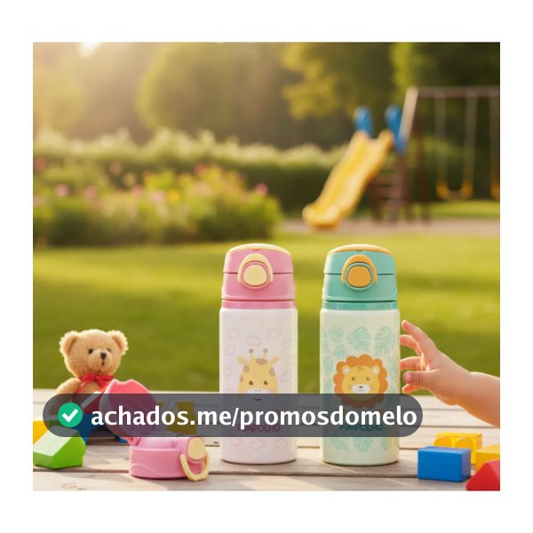 Garrafa de alumínio infantil girafa e leão bebê alumínio 500 ml Pimpolho