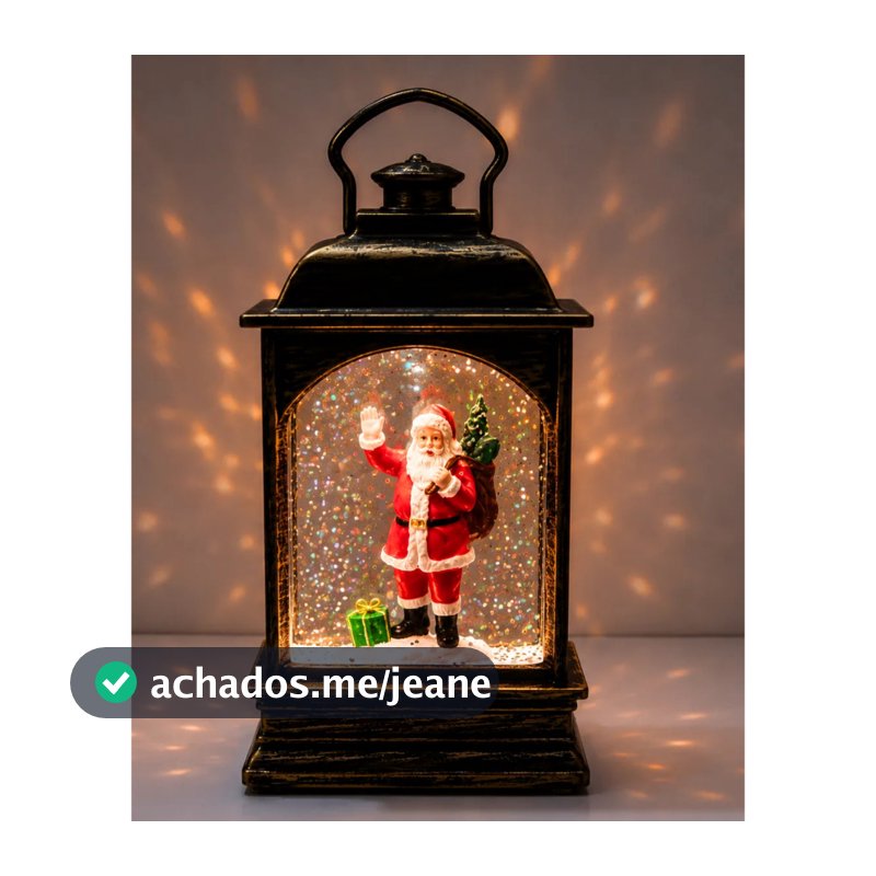 Enfeite de Natal Papai Noel Boneco de Neve Luminária  Lamparina Natalina Estrela Brilho Decoração Luxo Pinheiro Gliter