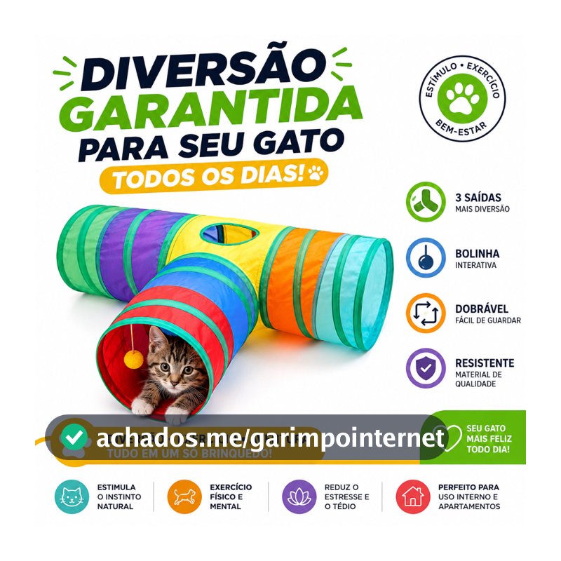 Tunel Brinquedo Labirinto Colorido Para Pets Dobrável - CH
