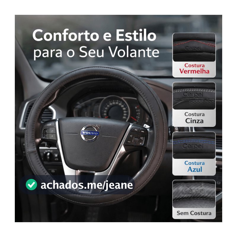 Capa para Volante Automotivo Fibra de Carbono Antiderrapante Universal Premium 38CM
