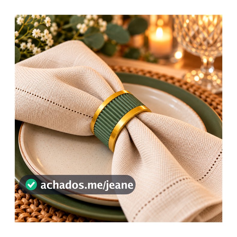 Argola Porta Guardanapo Canelado Dourado Mesa Posta Decorativa Natal Ano Novo