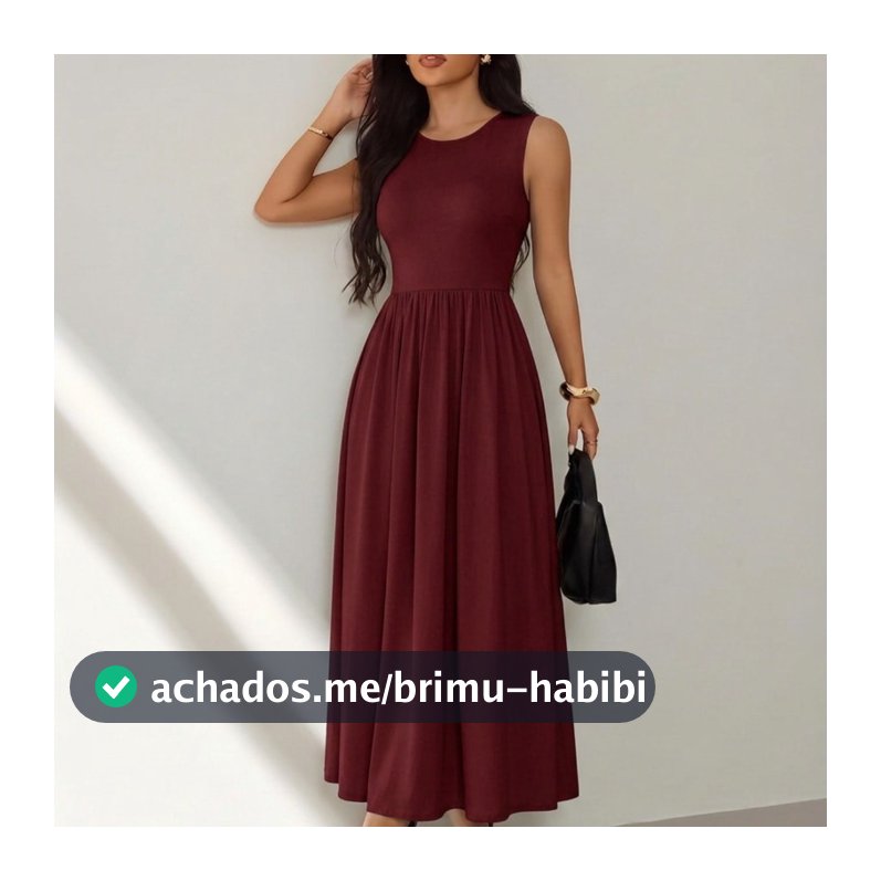 Vestido Feminino Longo Duna Sem Manga Moda Evangélica Elegante Casual
