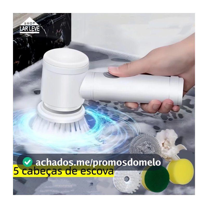 Escova Elétrica de Limpeza 5 em 1 Sem Fio Recarregável Multiuso para Cozinha Banheiro Azulejo