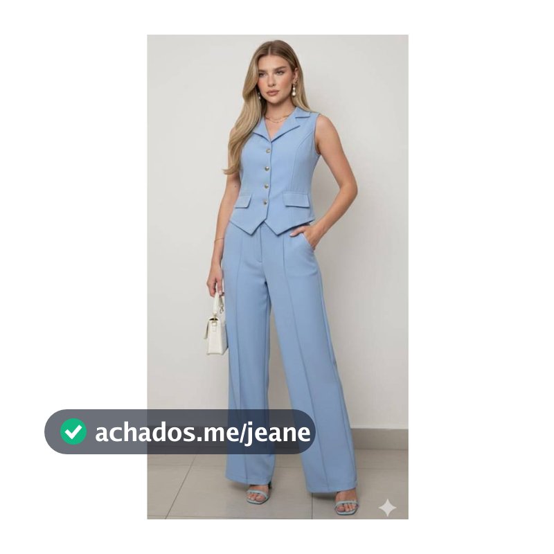 Conjunto Feminino Colete Alfaiataria e Calça Pantalona Cintura Alta Elegante Social