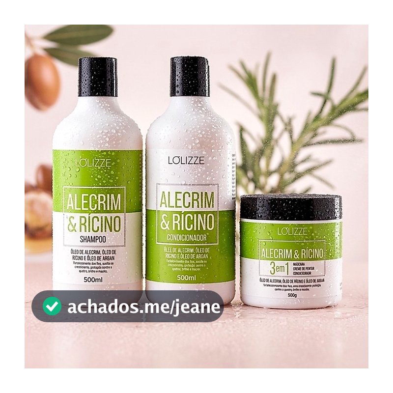 Kit Alecrim Antiqueda Shampoo, Condicionador e Máscara 500ml/Crescimento Capilar