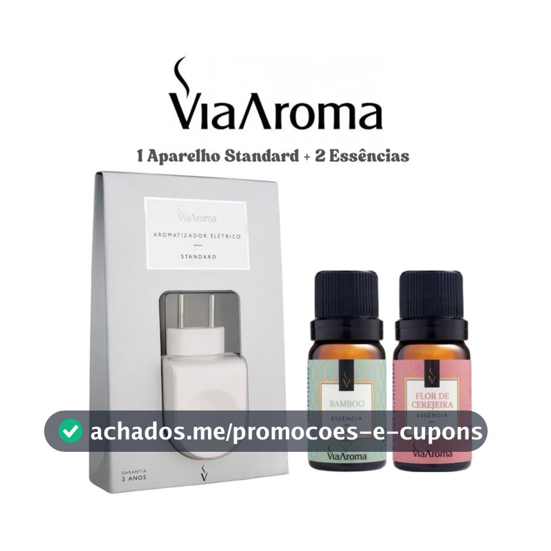 Difusor Elétrico de Ambiente Standard Via Aroma Branco + 2 Essências.