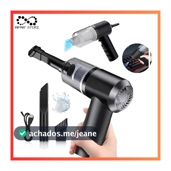 Mini Aspirador de Pó Soprador Portátil Sem Fio Sucção 3 em 1 USB Recarregável Bivolt 120w