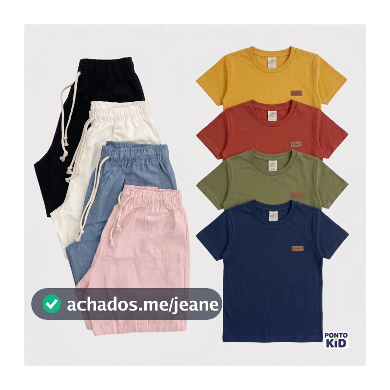Kit 6 peças conjunto infantil camisa basica + short linho 100% algodão fresco e confortavel casual ou dia a dia 01 a 16