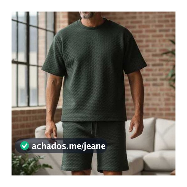 Conjunto Masculino Matelasse Quadriculado Camiseta e Shorts
