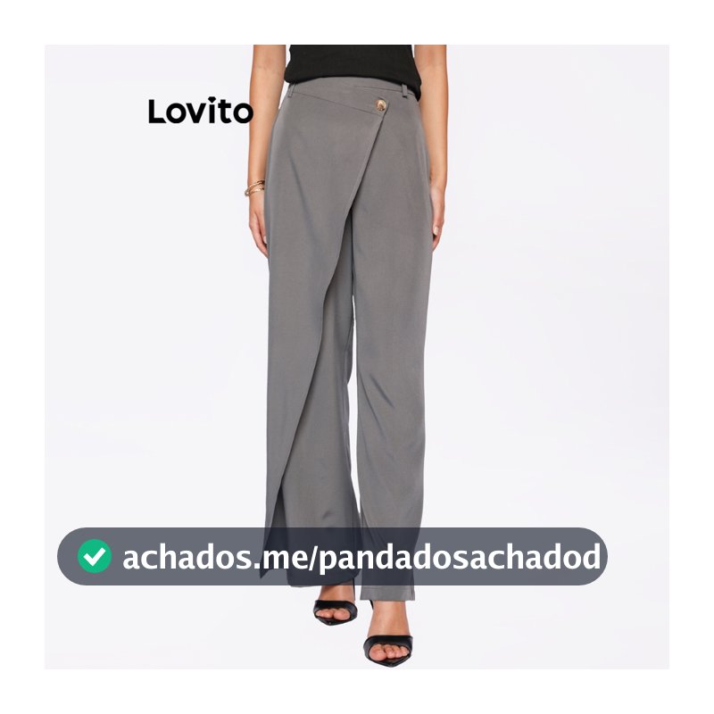Lovito Calca Alfaiataria com Transpasse e Botão Basica Moda Feminina BRPTB786BRL816