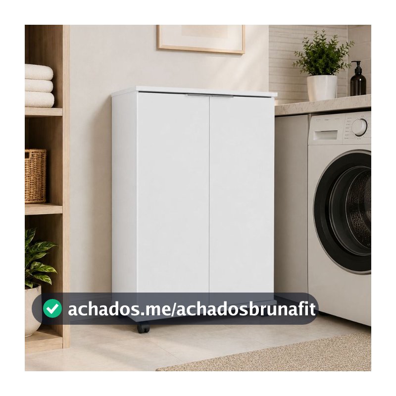 Armário Multiuso Organizador 2 Portas E 2 Prateleiras Com Rodizio Para Cozinha Lavanderia Escritório