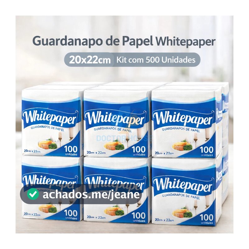 Guardanapo de Papel Whitepaper 20x22cm Kit 500 Unidades Ideal Restaurantes e Festas
