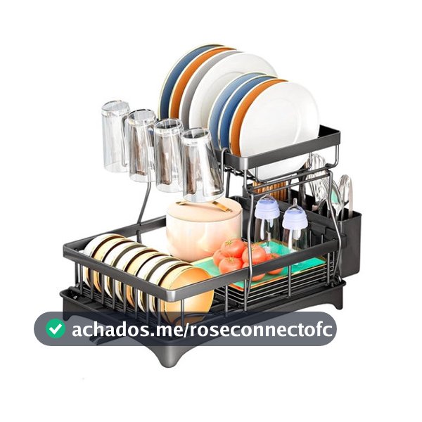 Escorredor de Louça Decoteam 2 Andares Aço de Carbono 34x42x30
