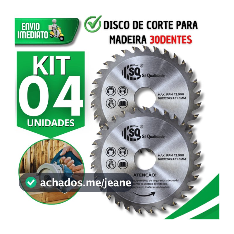 Jogo Discos de Corte 30 Dentes para Madeira 4" Pedreiro Construção Multiuso Utilidade