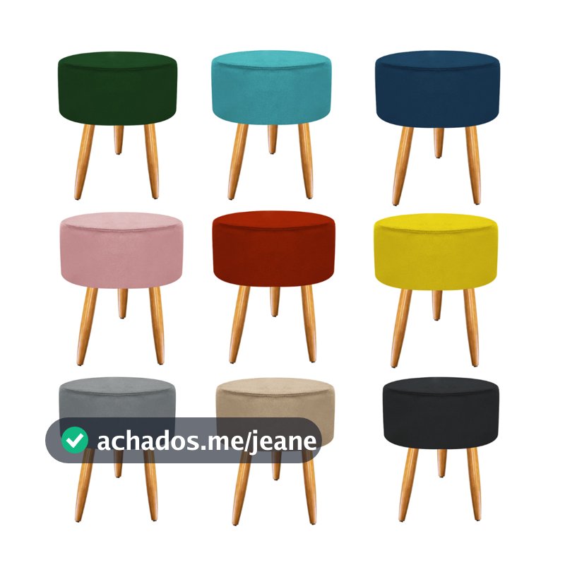 Puff Redondo Bela Suede pés palitos decorativo várias cores  Bela Móveis