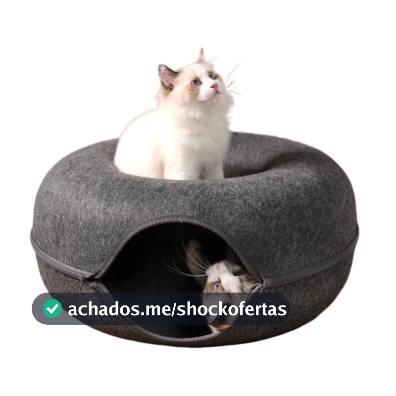 Cama Casinha Túnel de Feltro 50 x 50cm Rosquinha Toca para Gatos Cães