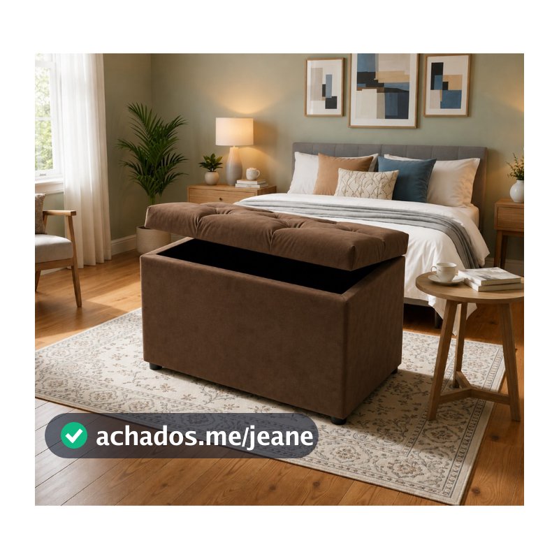 Bauzinho Capitonê Organizador para Brinquedos Capitonê Suede Marrom