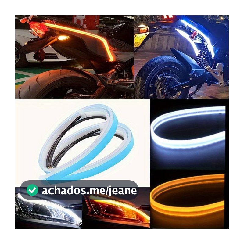 Kit 2 Peças Par Fita Led DRL 6000k Flexível Farol E Seta Carro Moto Caminhão Ônibus 45CM OU 60CM.
