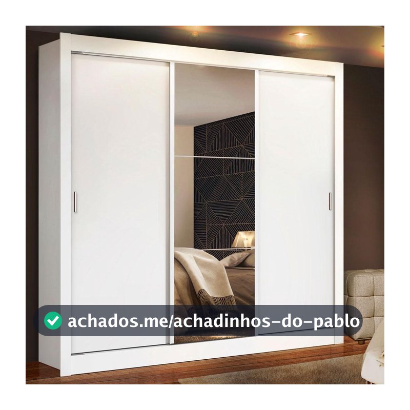 Guarda Roupa Casal 3 Portas de Correr com Espelho Madesa Mônaco