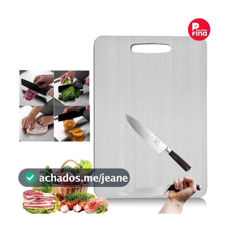 Tábua de Aço Inoxidável 304 46cm x 30cm Grande - Antibacteriana e Resistente ao Mofo para Uso Profissional