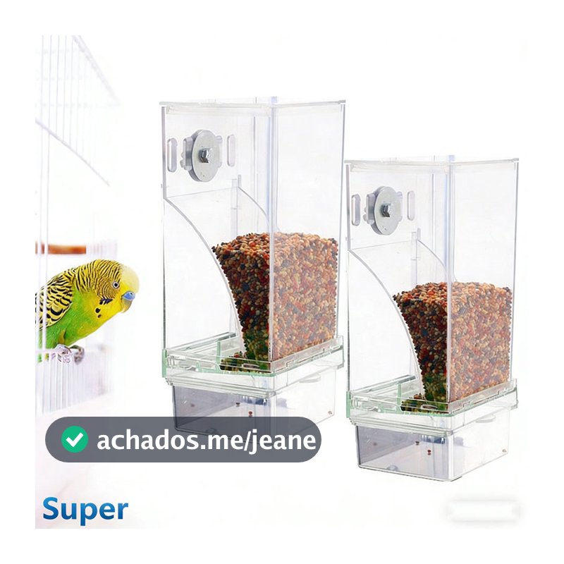 Comedouro Alimentador Automático Pássaros Acrílico Anti-Sujeira Para Calopsita Canário Gaiola