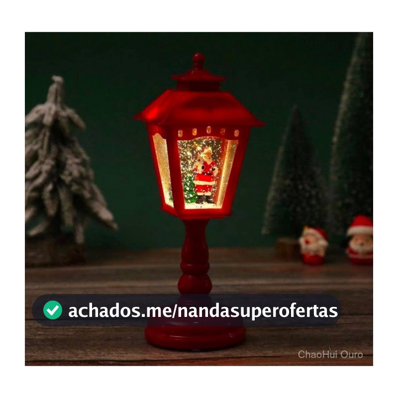 Luminária Lanterna de Natal Globo de Neve de Pilha e Papai Noel SP2619