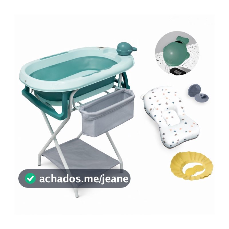 Banheira Dobrável Com Suporte e porta acessórios YPB289 Verde Yuupi