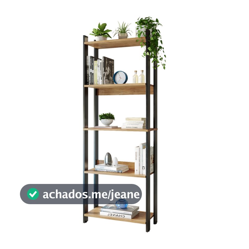 Estante Livreiro Industrial 178cm 5 Prateleiras Nichos Organizadora Multiuso Sala Quarto Cozinha Escritório Air Fryer