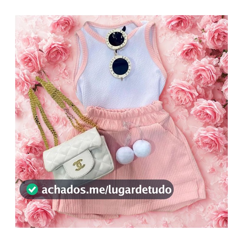Conjuntos Infantis Menina – Regata Ribana + Short Ana Ruga com PomPom