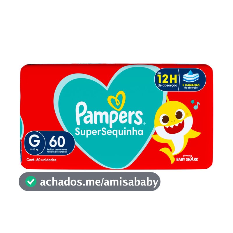 Fralda Pampers Supersequinha Tamanho G 60 Unidades Descartáveis
