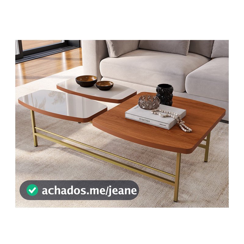 Mesa de Centro Lile 1,10m Luxo MDF 25mm Usinado Pés de Ferro Moderna Lojas Movelove