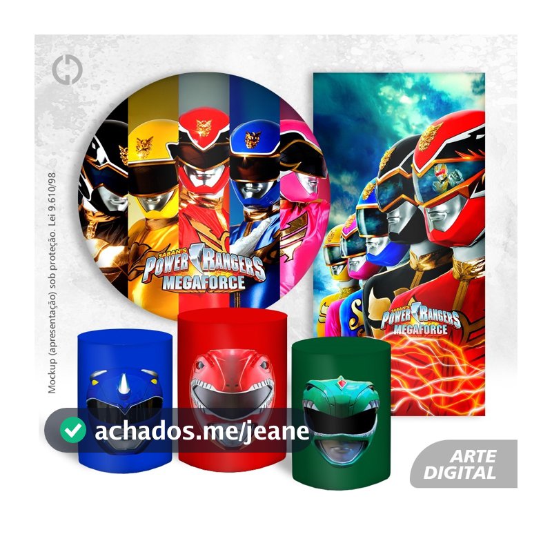 PAINEL DE FESTA POWER RANGERS MEGA FORCE EM TECIDO SUBLIMADO