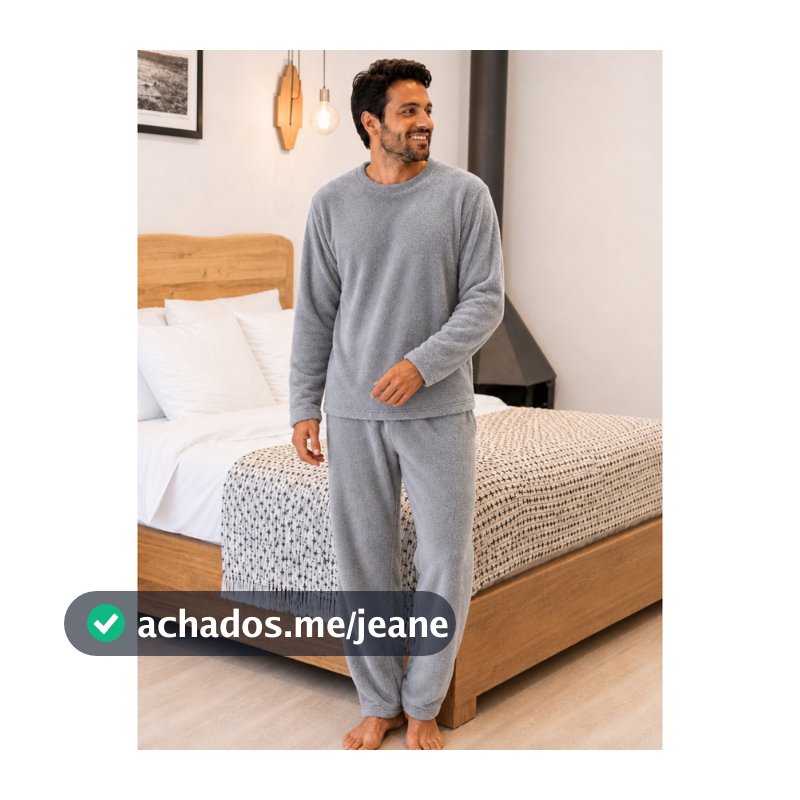 Pijama Masculino Fleece Liso Longo Flanelado Ted Inverno Fechado Quentinho