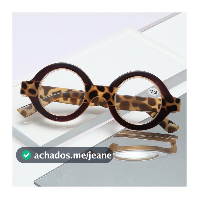 Óculos Redondos Retrô Moda Leopardo Mais Anti-Luz Azul