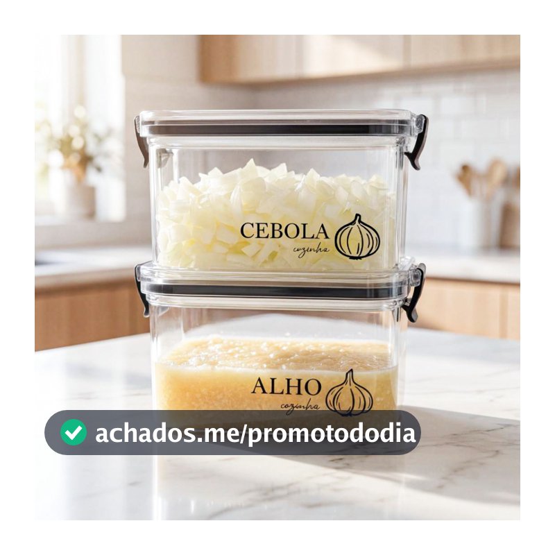 Potes Multiuso Herméticos Geladeira 460ml/950ml - Porta Mantimentos, Porta Alho, Porta Cebola e muito mais