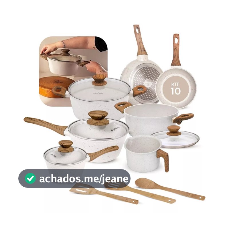 Jogo De Panelas Indução Kit 10 Peças Revestimento Cerâmico Style Cook Marmol - Mimo Style Premium