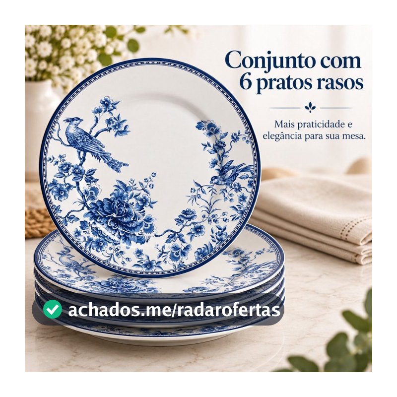 PRATO RASO CHINESES GARDEN 29 CM CAIXA C/ 6 PEÇAS