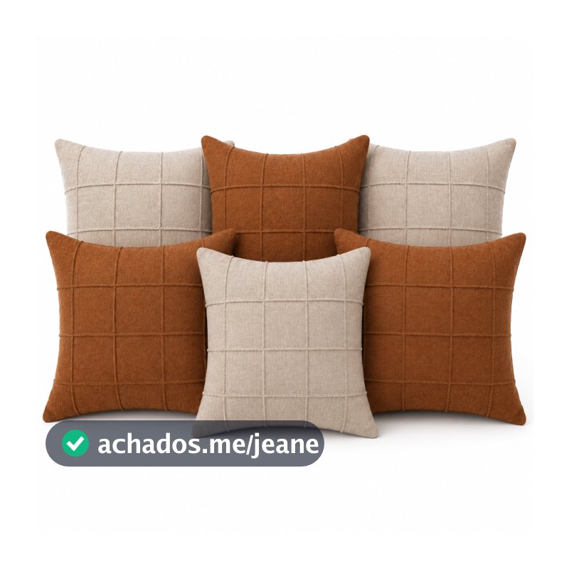 Kit com 6 Capas de Almofada de Linho 40x40 Linho Premium Decorativa Zíper Sofá Sala Quarto