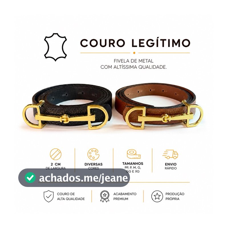 Cinto Feminino Bridão 2 cm em Couro Legítimo