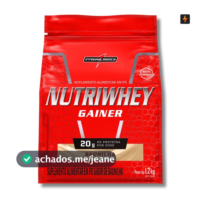 Nutri Whey Gainer Protein 1,2Kg - Nova Embalagem e Fórmula - 20g Proteína 15 doses - Integralmédica