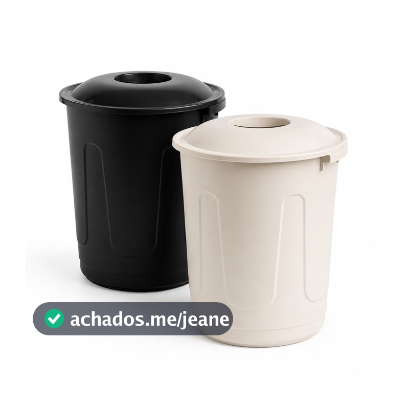 Kit 2 Cestos Grande 60L Robusta Funcional Lixo Lixeira Com Tampa Plástico PREMIUM Forte Organizador