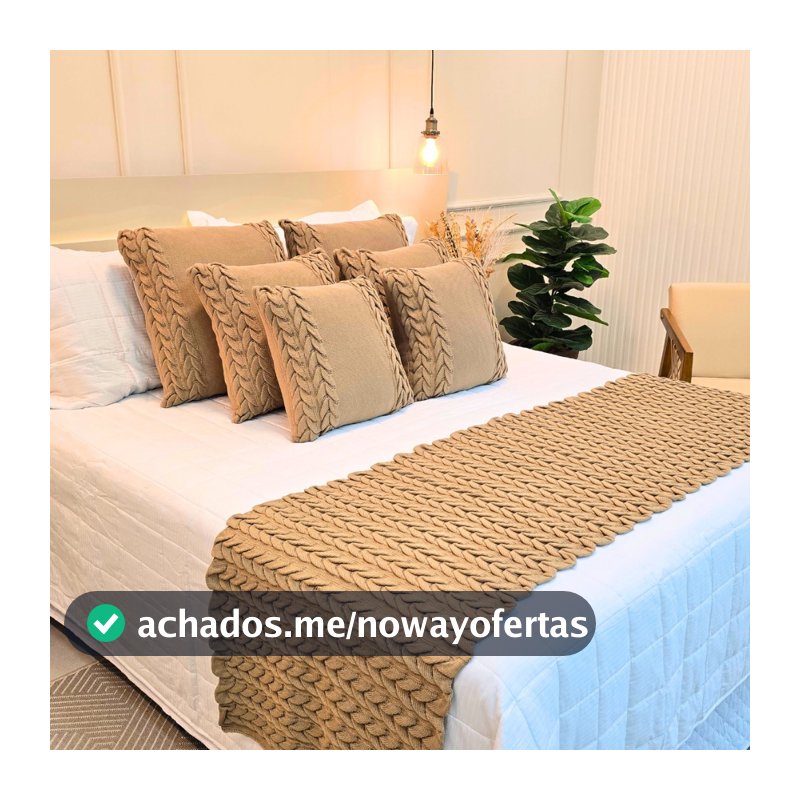 Kit Peseira Manta Tricot Sofá Cama Casal Queen King Aconchego Home Decor + 2 Capas Almofadas