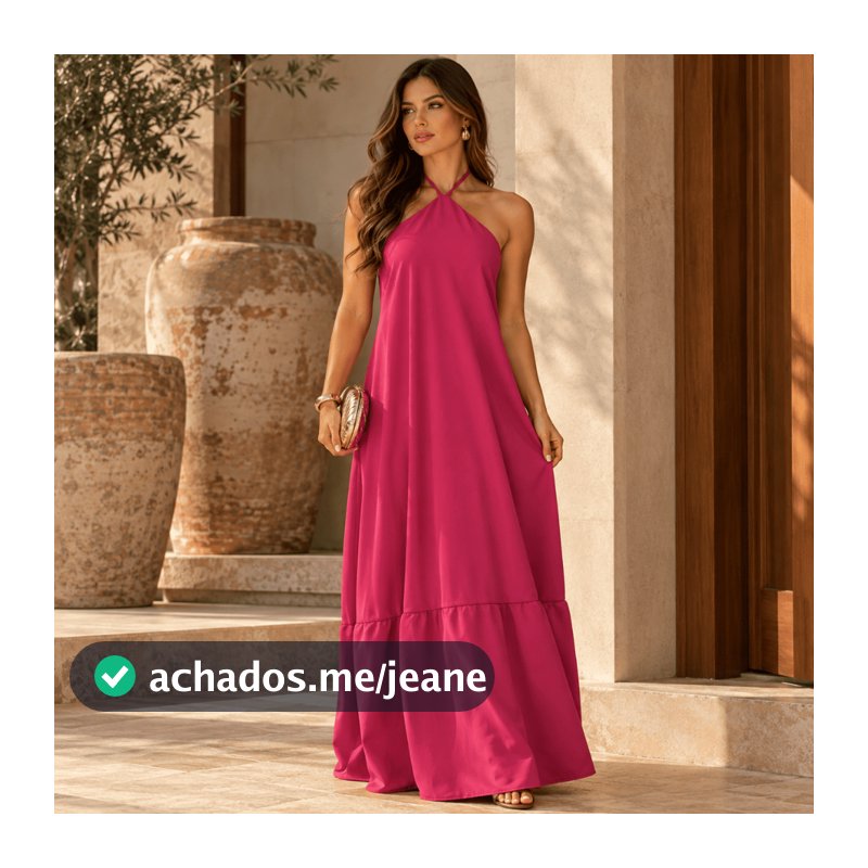 Vestido Feminino Costa Nua com Bojo Longo Soltinho Decote Elegante Sensual