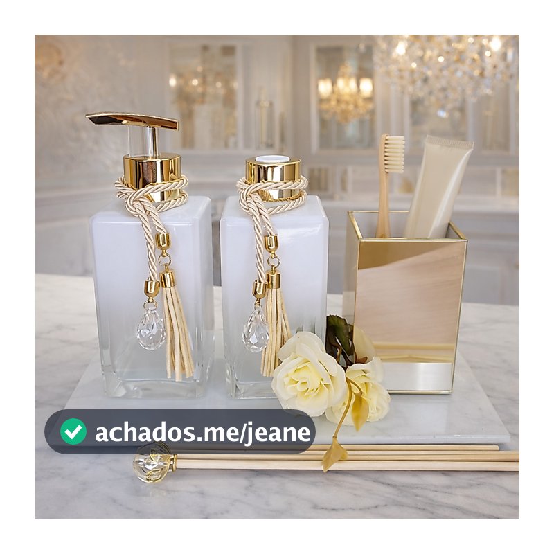 Kit Lavabo Banheiro com Porta Escova - Square Branco Degrade 250ml