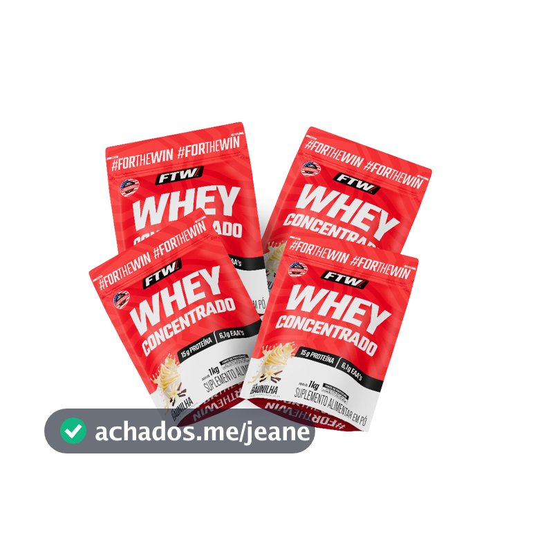 Kit 4x Whey Concentrado 1kg Refil - FTW
