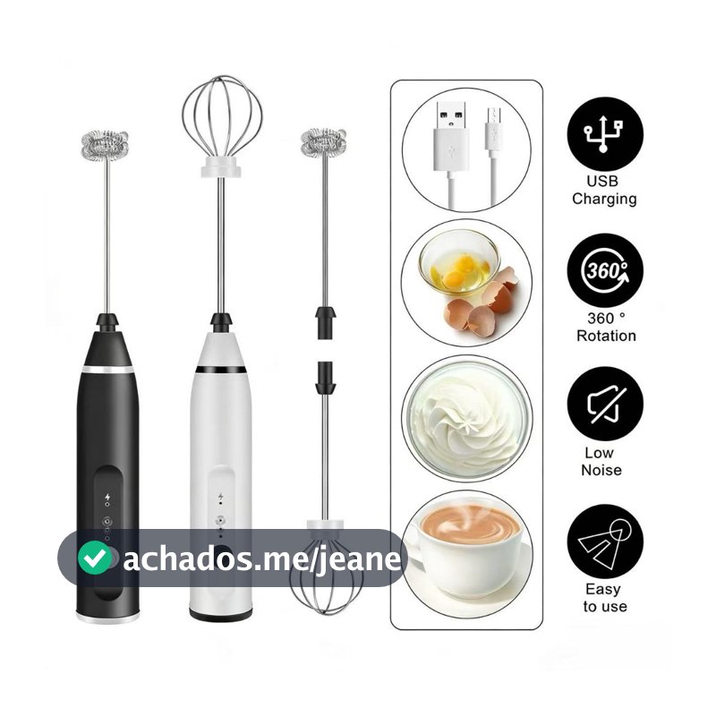 Misturador de Café Elétrico Recarregável USB Espumador de Leite para Cappuccino Latte
