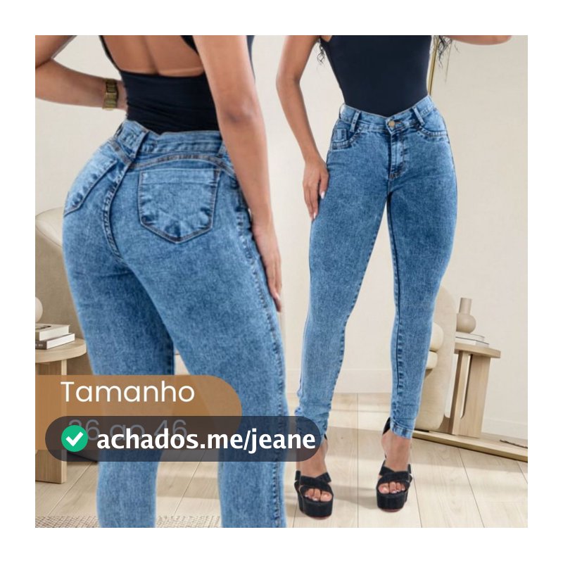 Calça Jeans Femenina Com Elastano Skinny Cintura Alta
