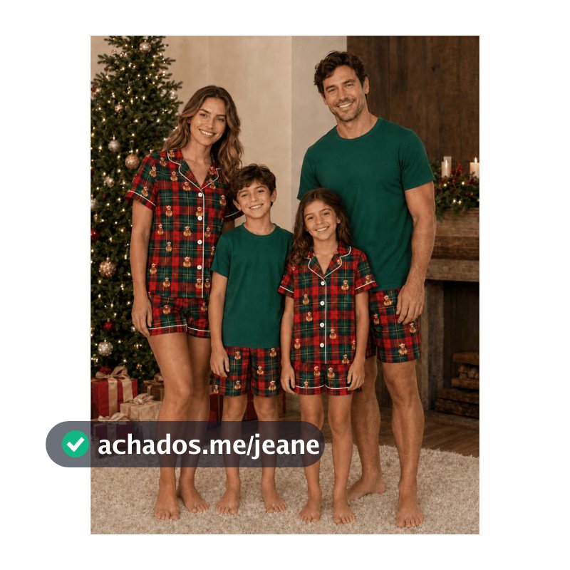 Kit 4 Pijamas Família De Natal Personalizado Adultos Natalino