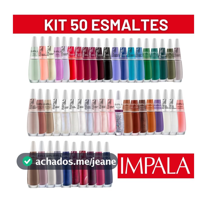 Kit 50 Esmaltes Impala Atacado Diversas Cores Kit Manicure Sortido